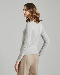 Beige kid cashmere crew-neck sweater