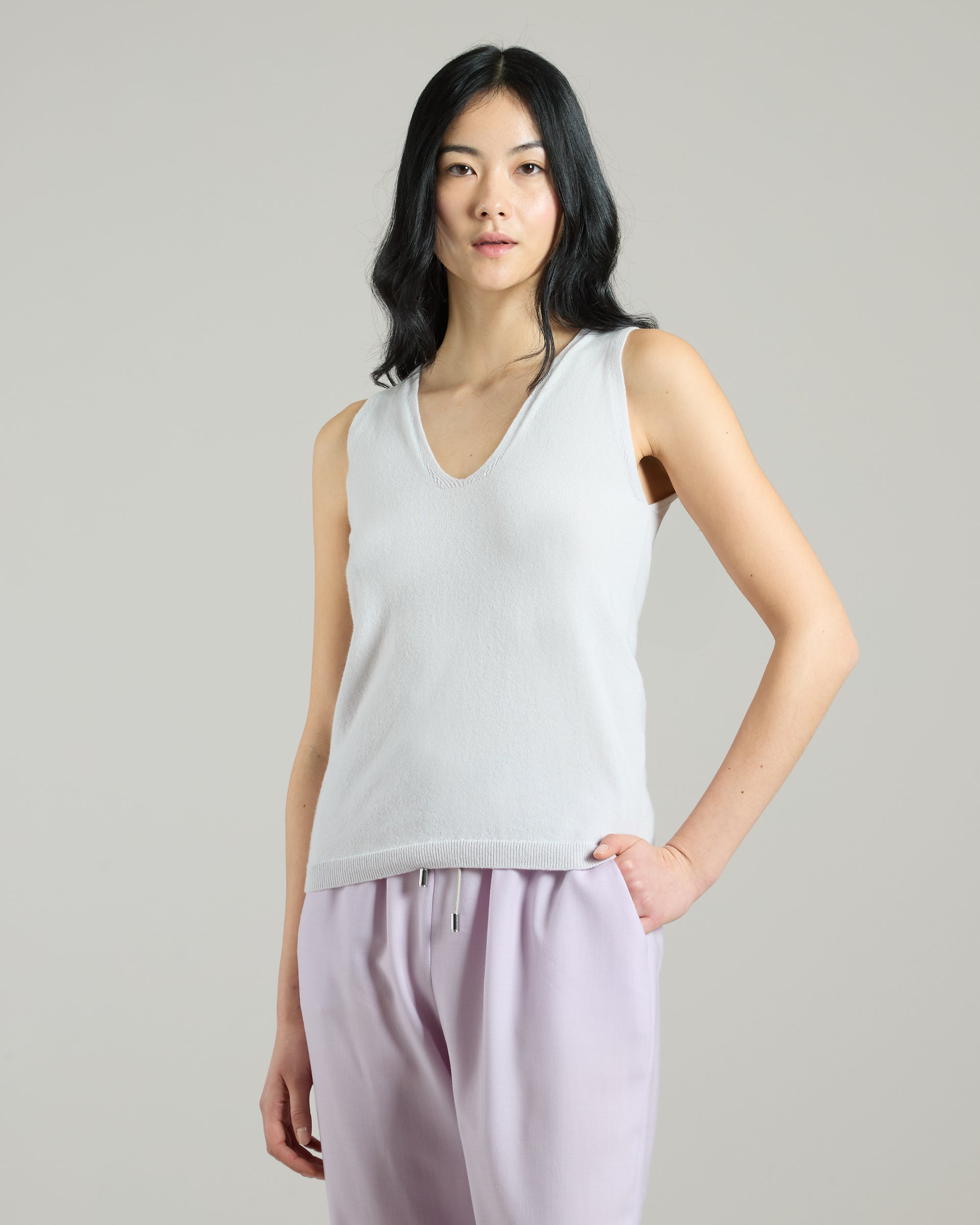 Tanktop aus grauem Kid Cashmere