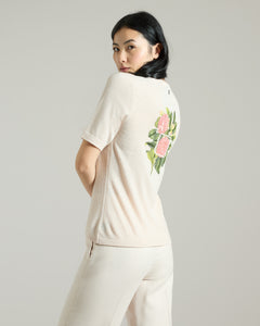 Kid Cashmere v-neck with floral embroidery