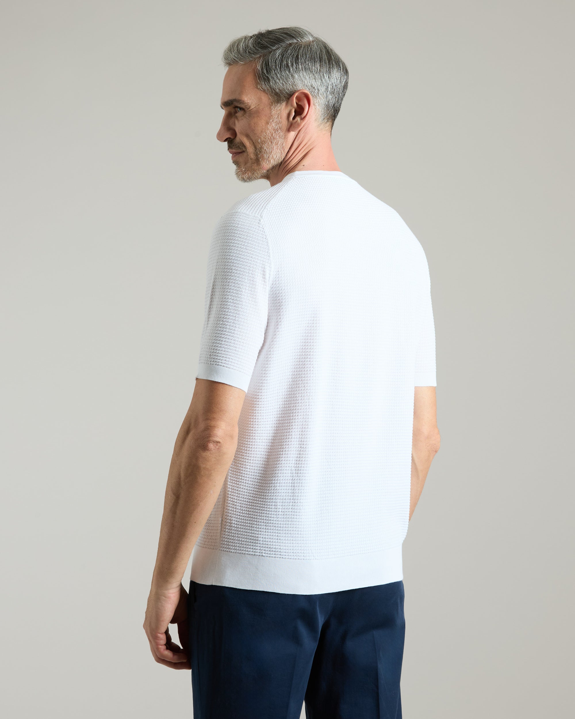 White cotton micro stitch T-shirt 4
