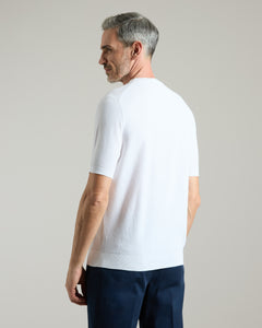 White cotton micro stitch T-shirt