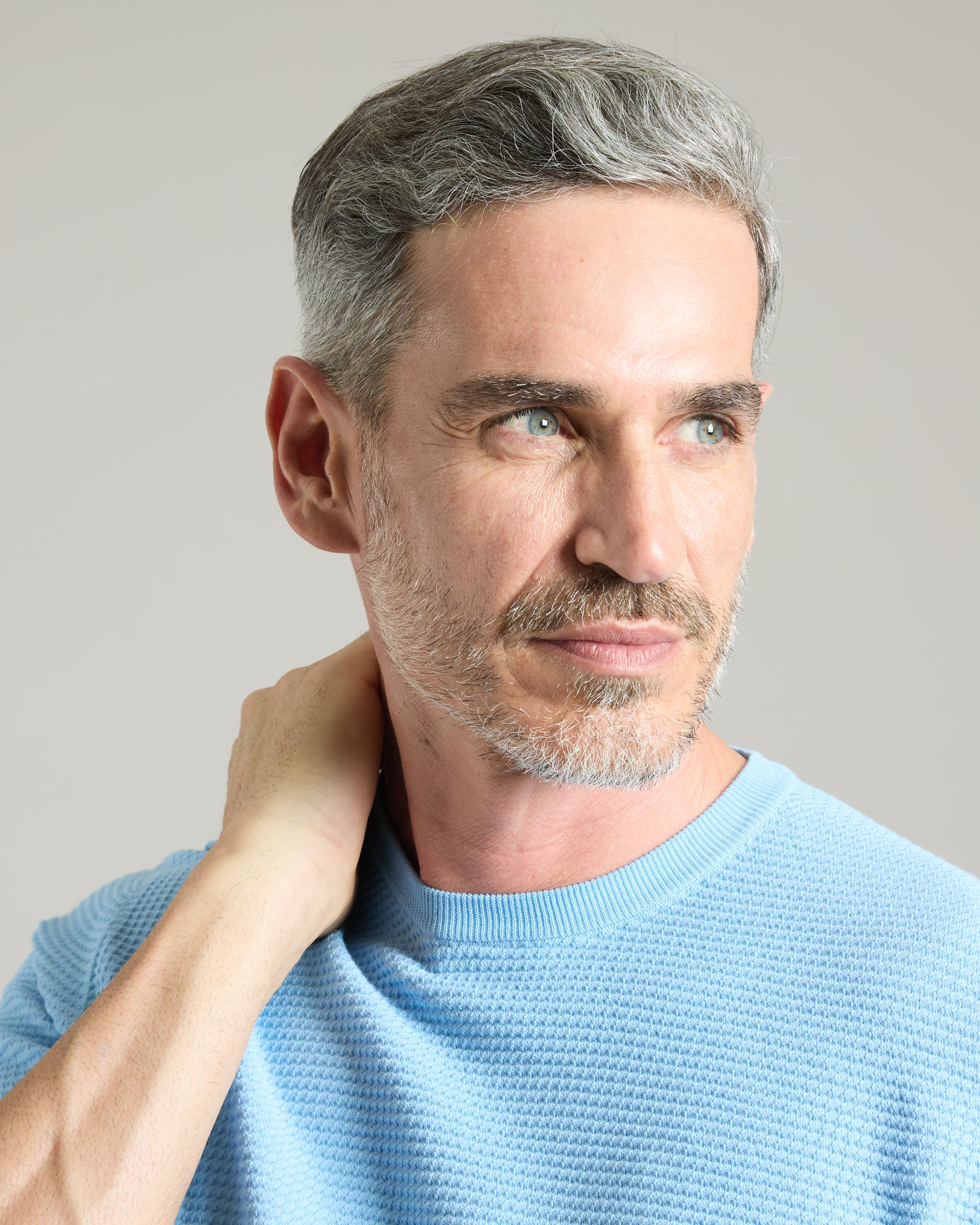 Light blue cotton micro stitch T-shirt 3