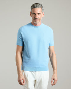 Light blue cotton micro stitch T-shirt 2