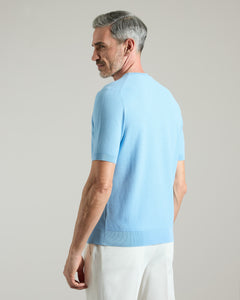 Light blue cotton micro stitch T-shirt 4
