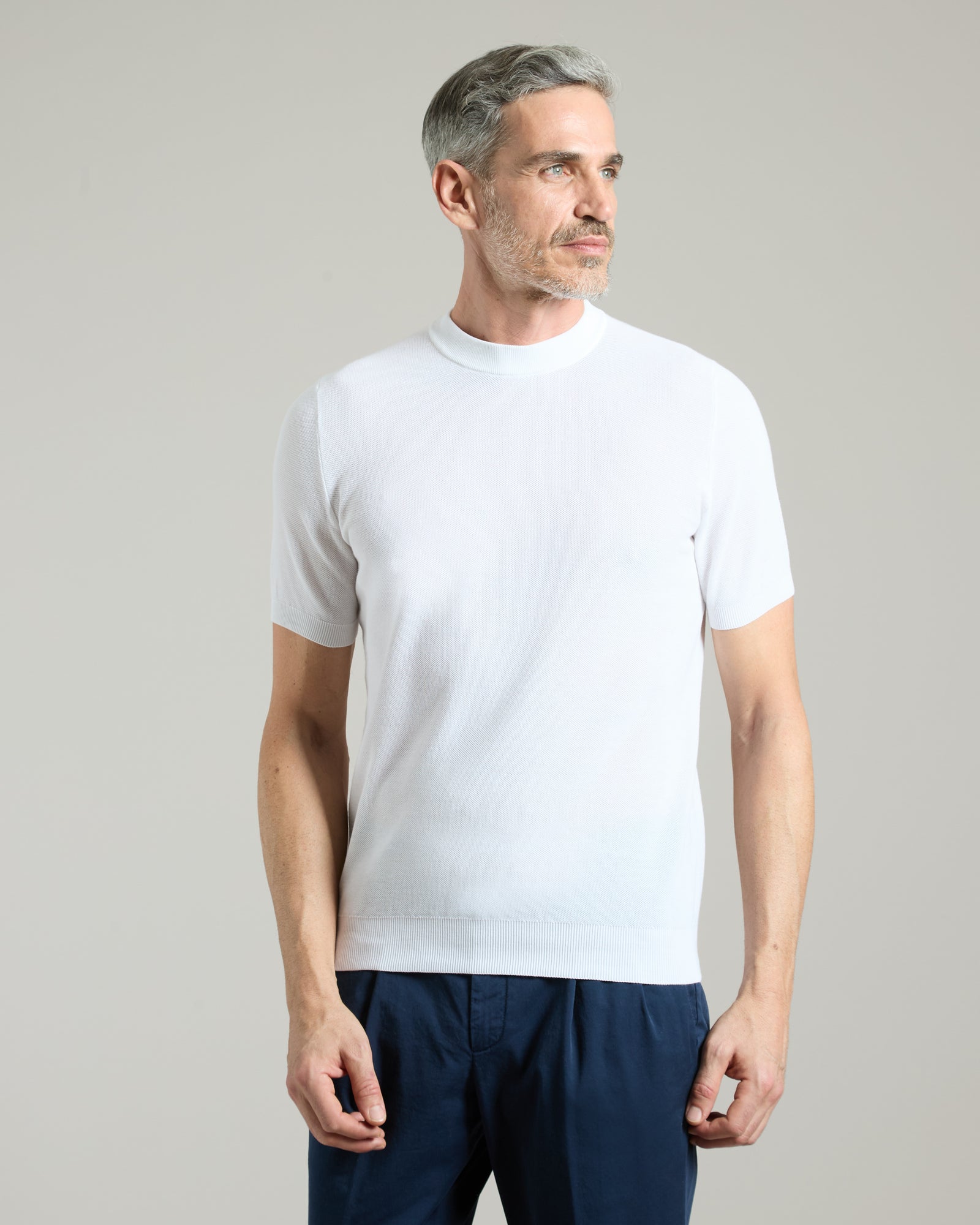T-shirt in piquet di cotone bianco