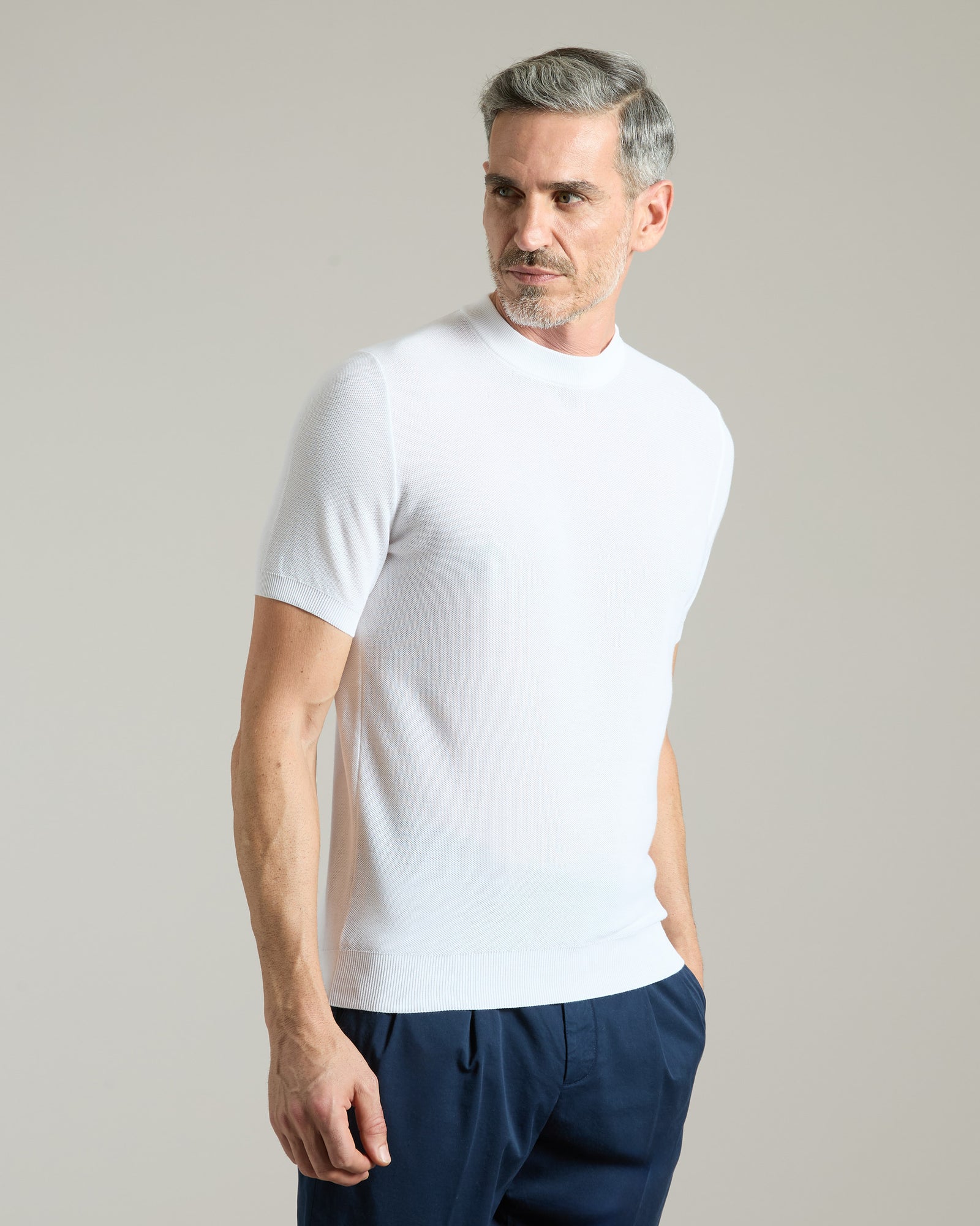 White cotton piquet T-shirt