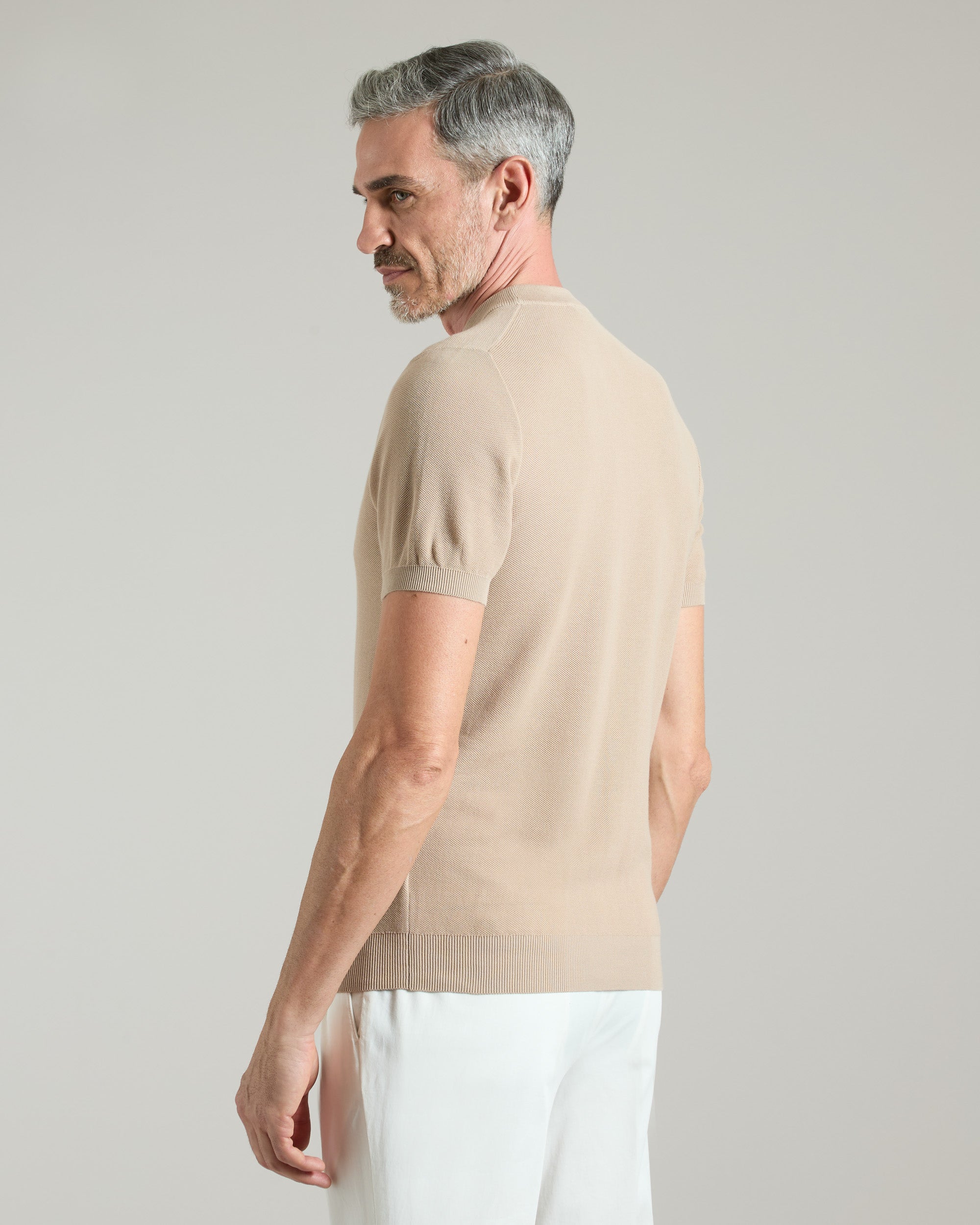 Beige cotton piquet T-shirt