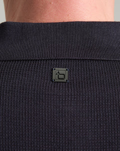 Blue cotton 3D stitch polo shirt 3
