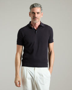 Blue cotton 3D stitch polo shirt 2