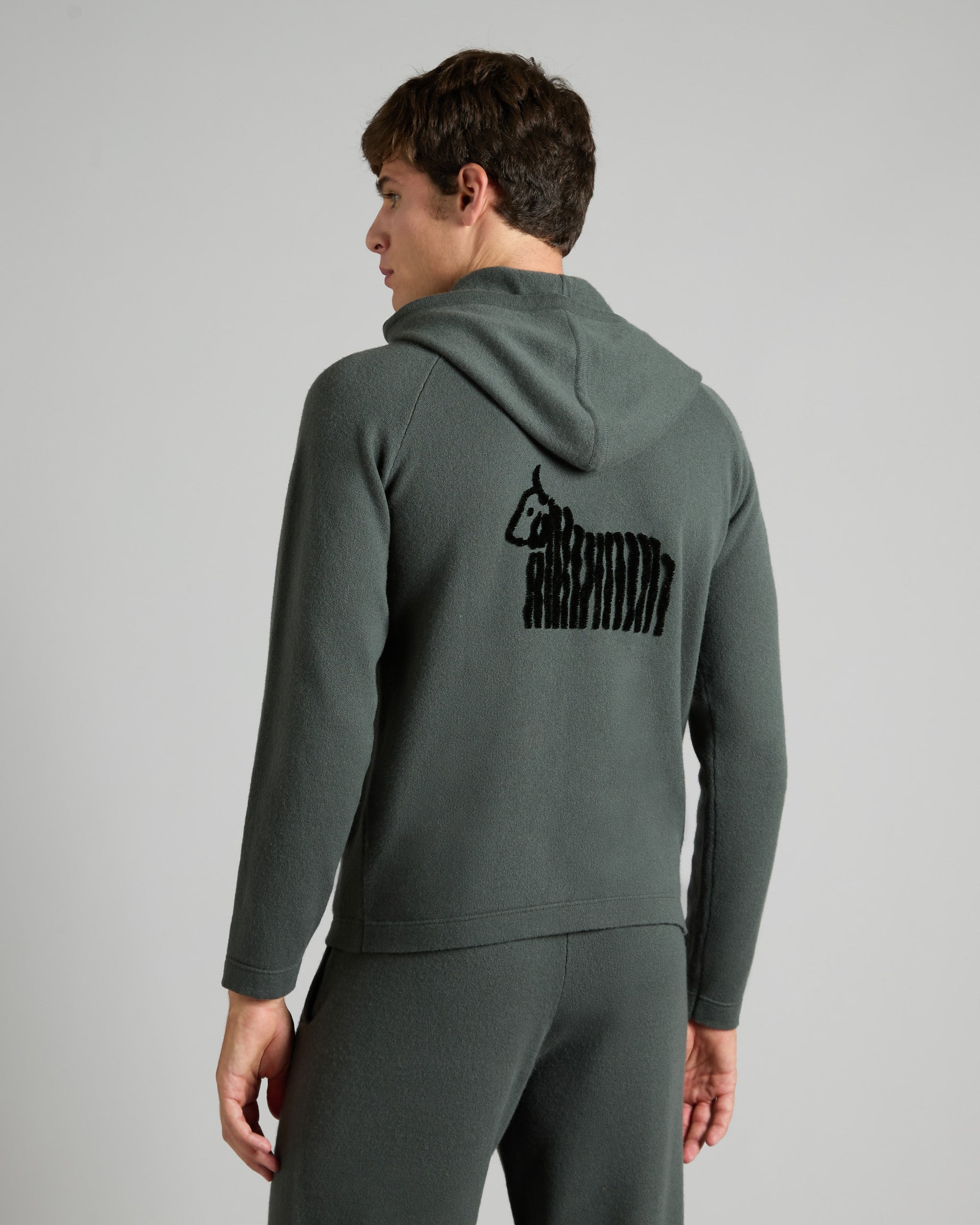 Green kid cashmere zip hoodie 4