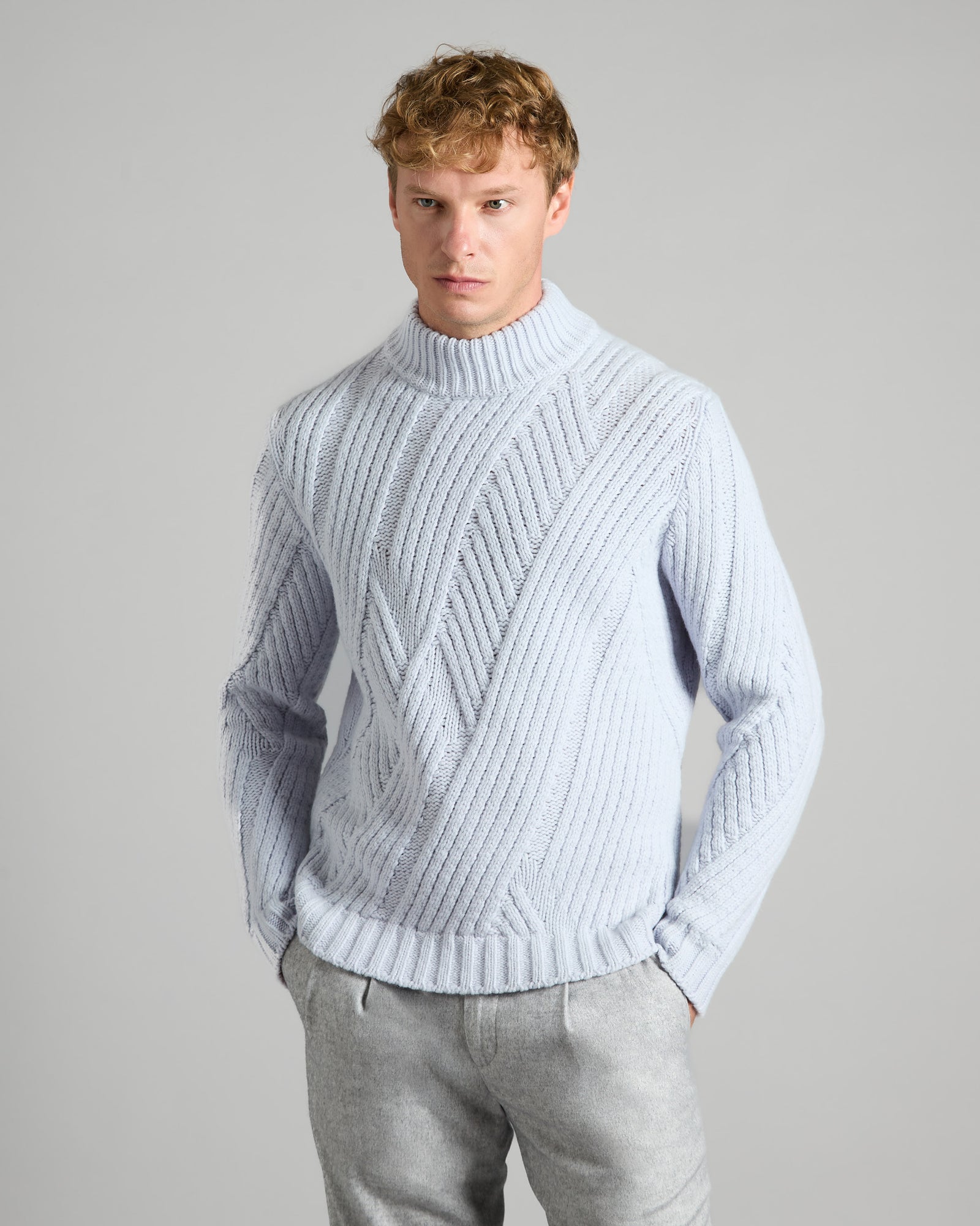 GREY KID CASHMERE FIREPLACE NECK SWEATER 2