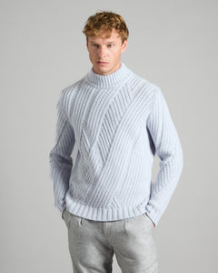 GREY KID CASHMERE FIREPLACE NECK SWEATER 2