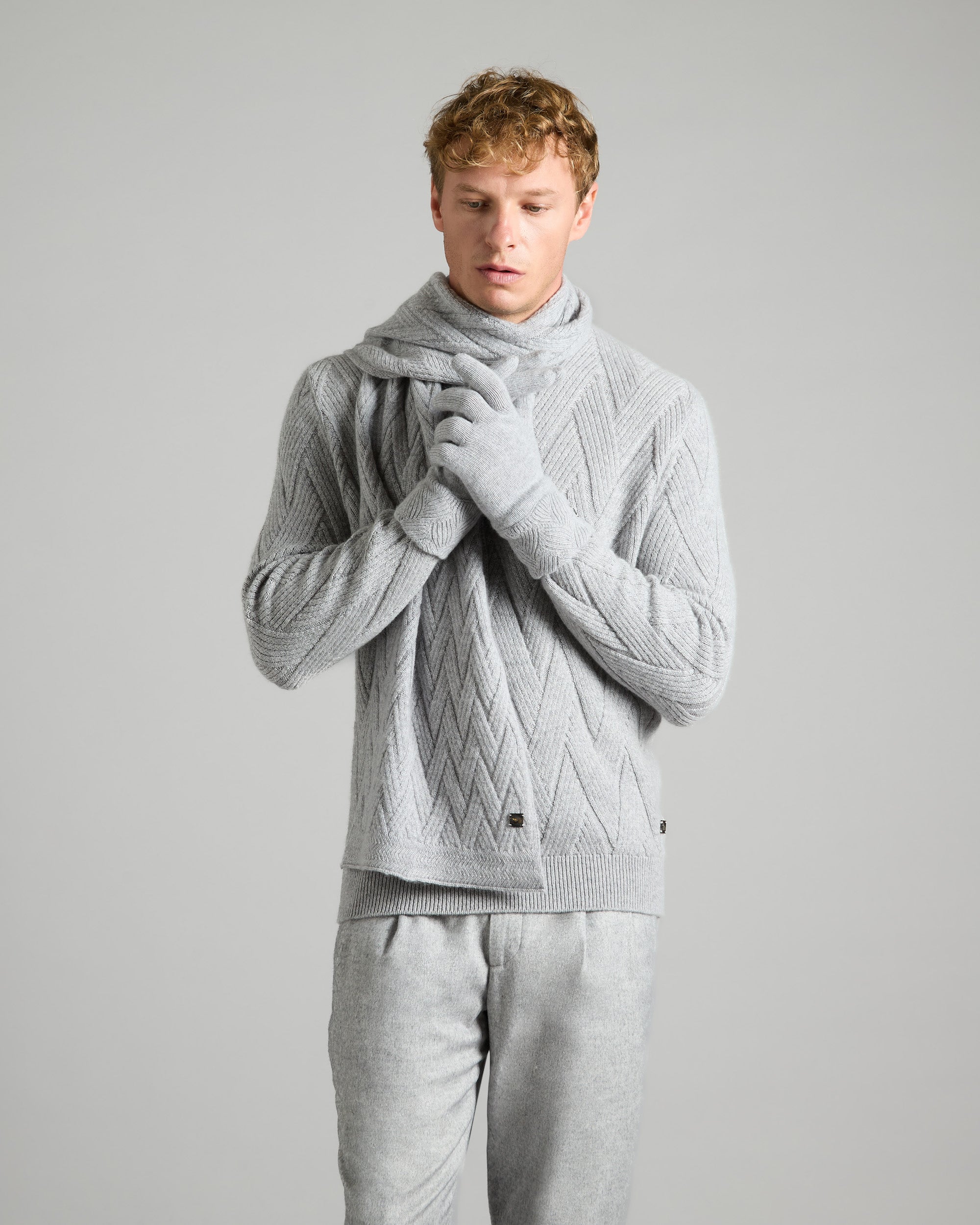 Maglia girocollo in Kid Cashmere grigia
