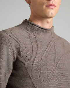 Brown kid cashmere round-neck sweater