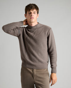 Brown kid cashmere round-neck sweater