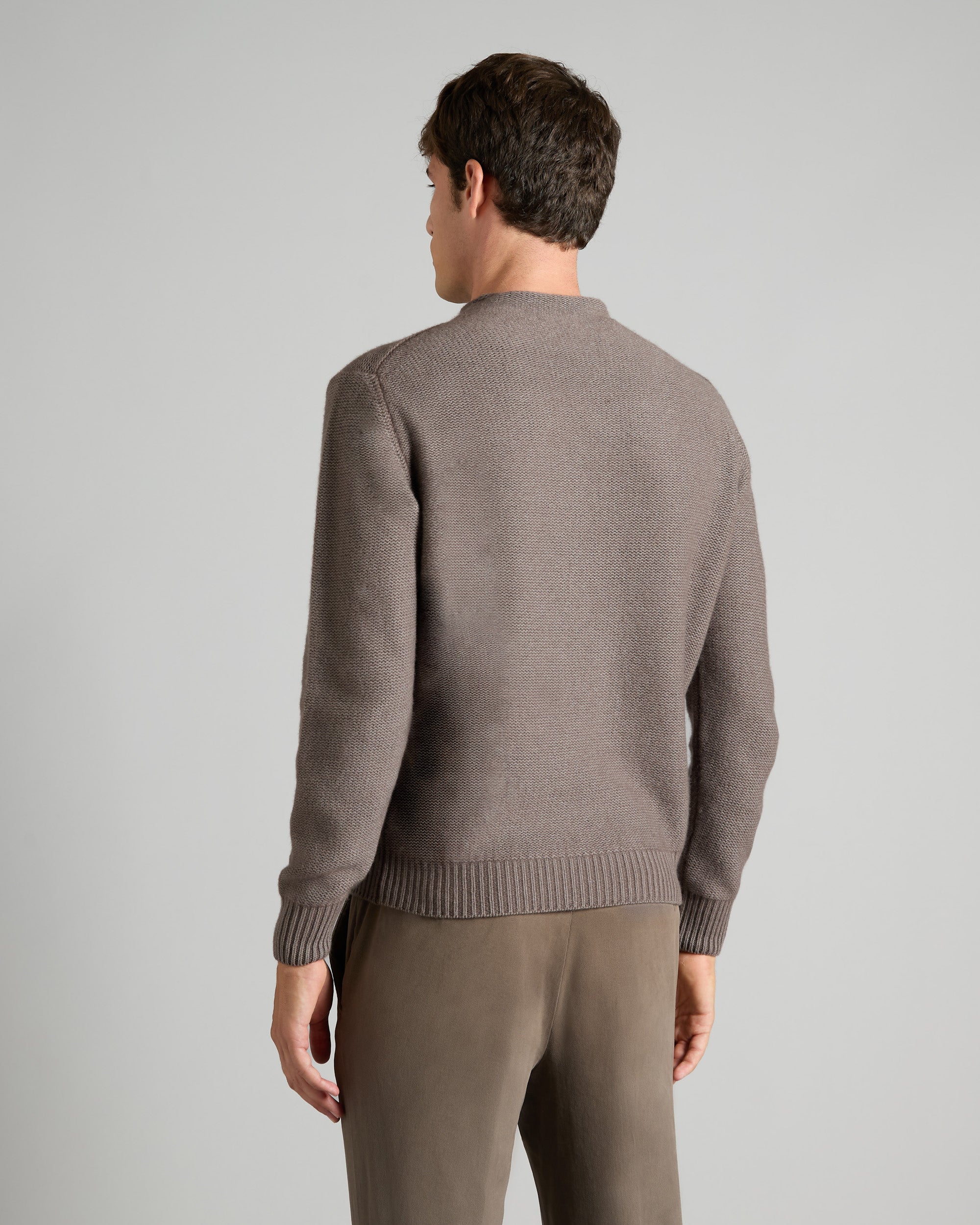 Brown kid cashmere round-neck sweater