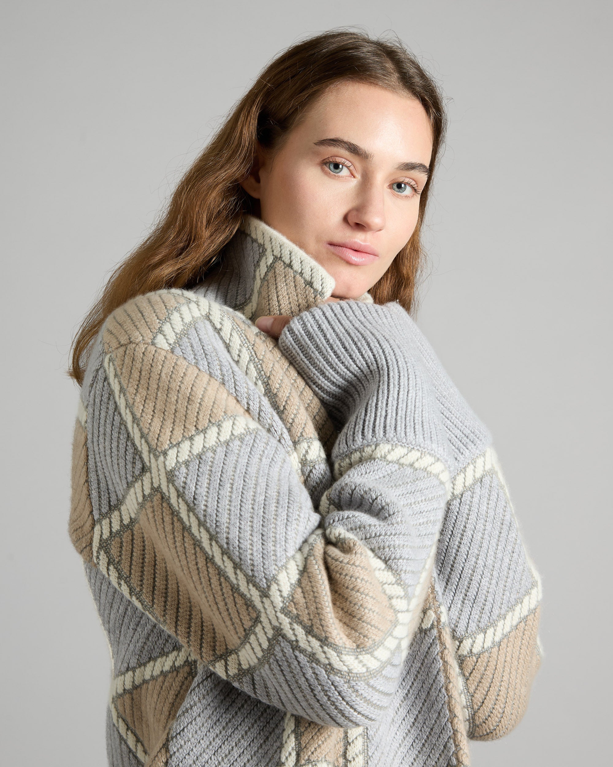 Car Coat tessuto a maglia patchwork