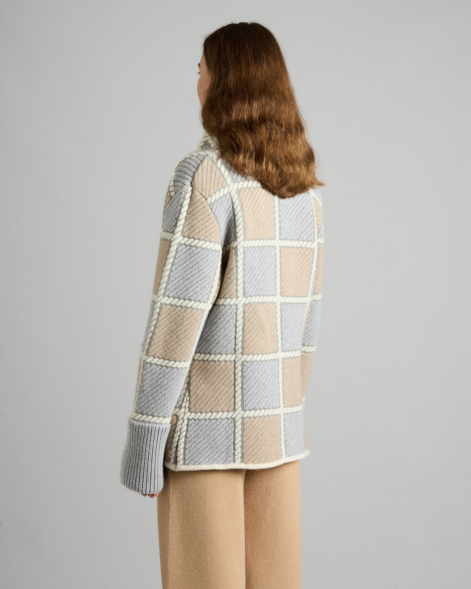Car Coat tessuto a maglia patchwork