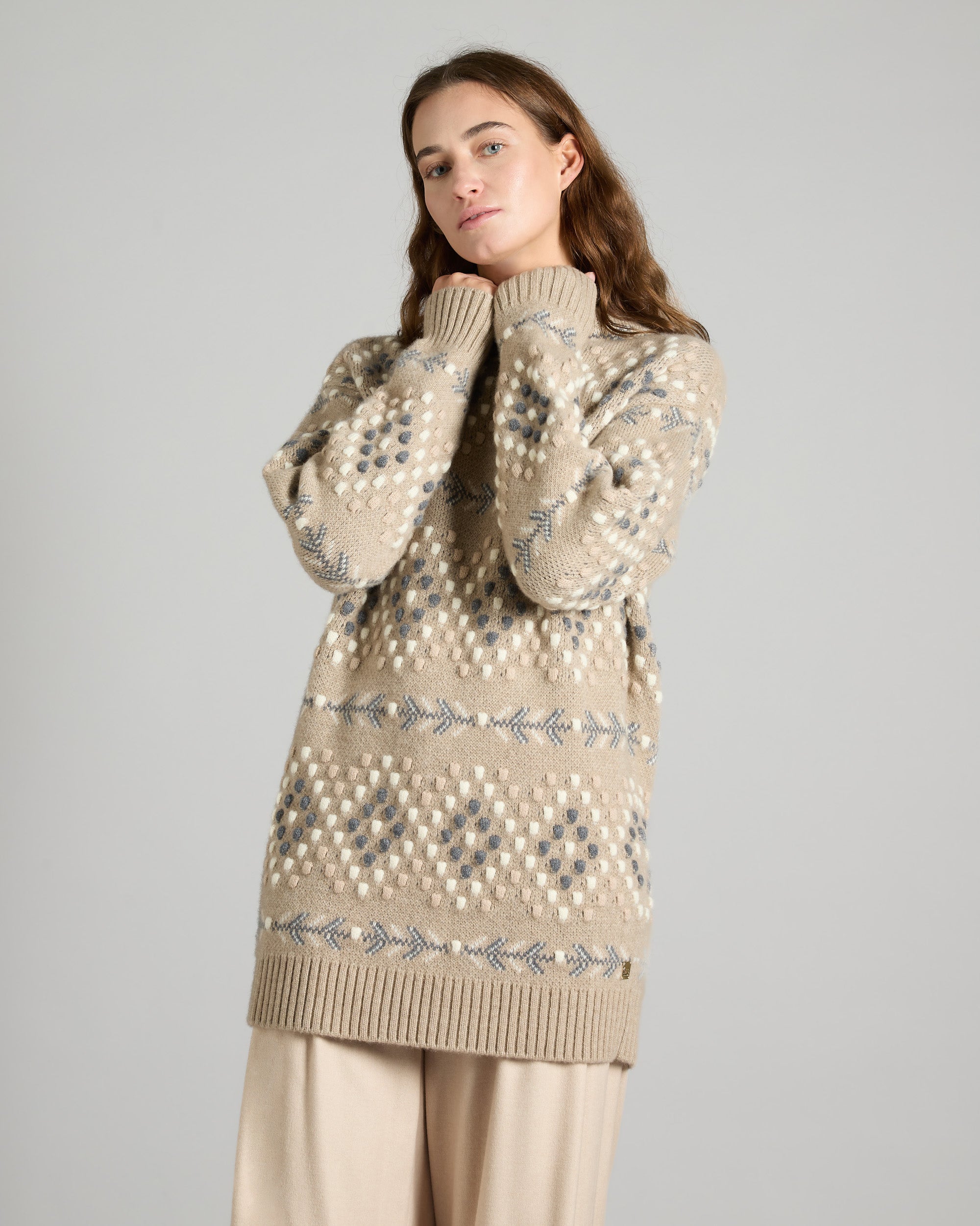Kid cashmere diamond-patterned turtleneck sweater 2