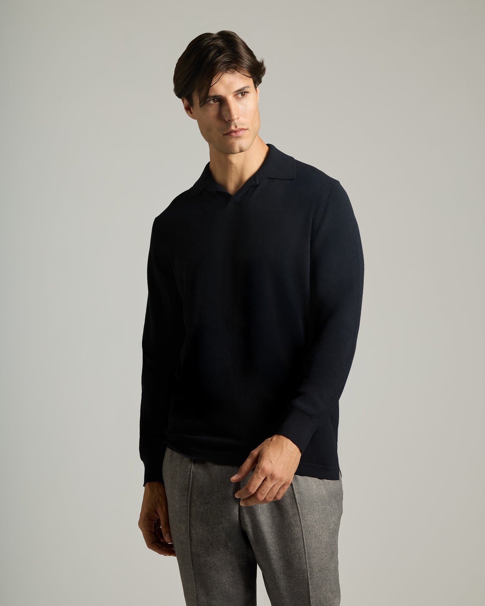 Wind neck Polo shirt in Kid wool 12.8