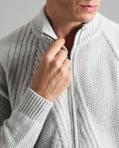 Gray kid cashmere zipped cardigan