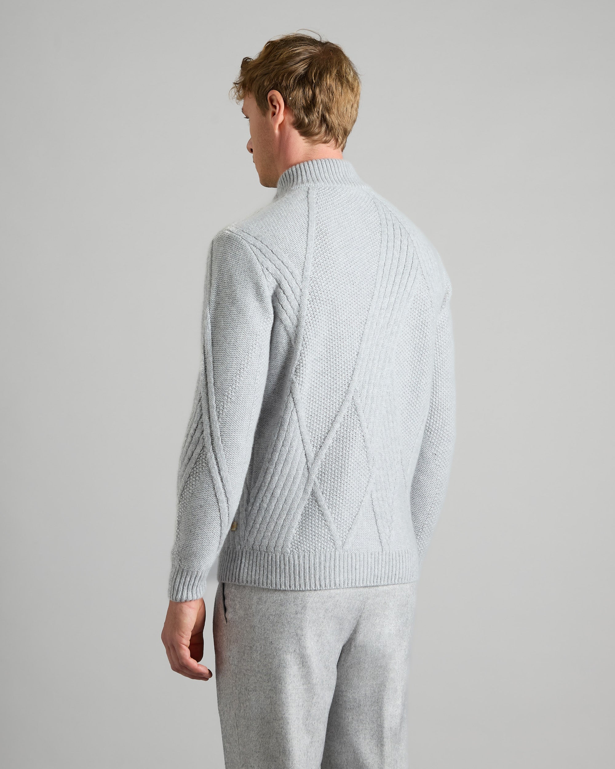 Gray kid cashmere zipped cardigan