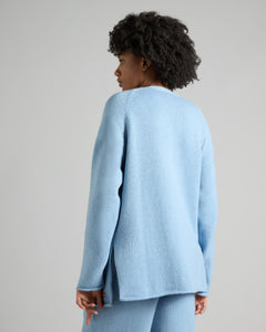 Light blue kid cashmere V-neck cardigan