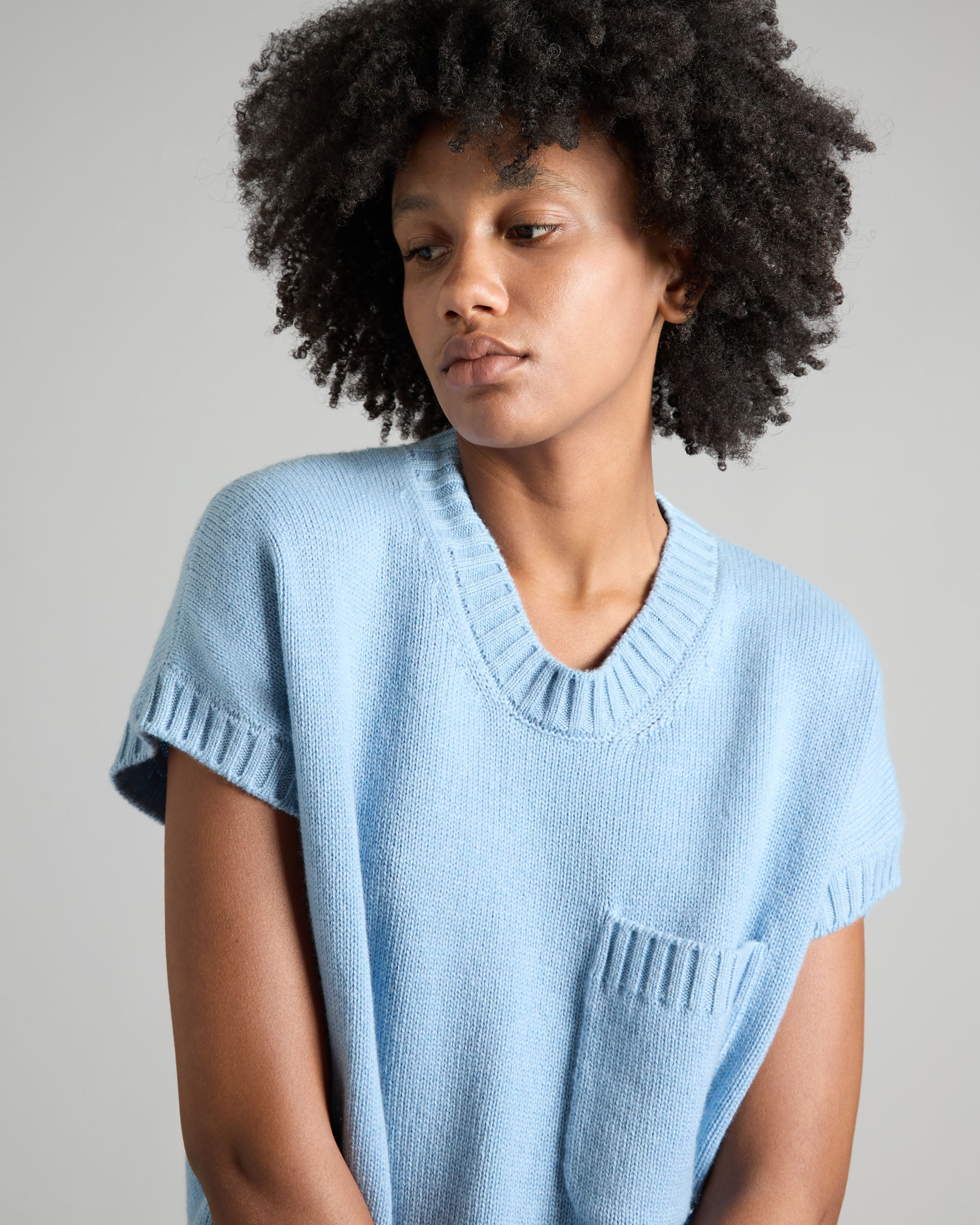 Light Blue kid cashmere t-shirt sweater 3