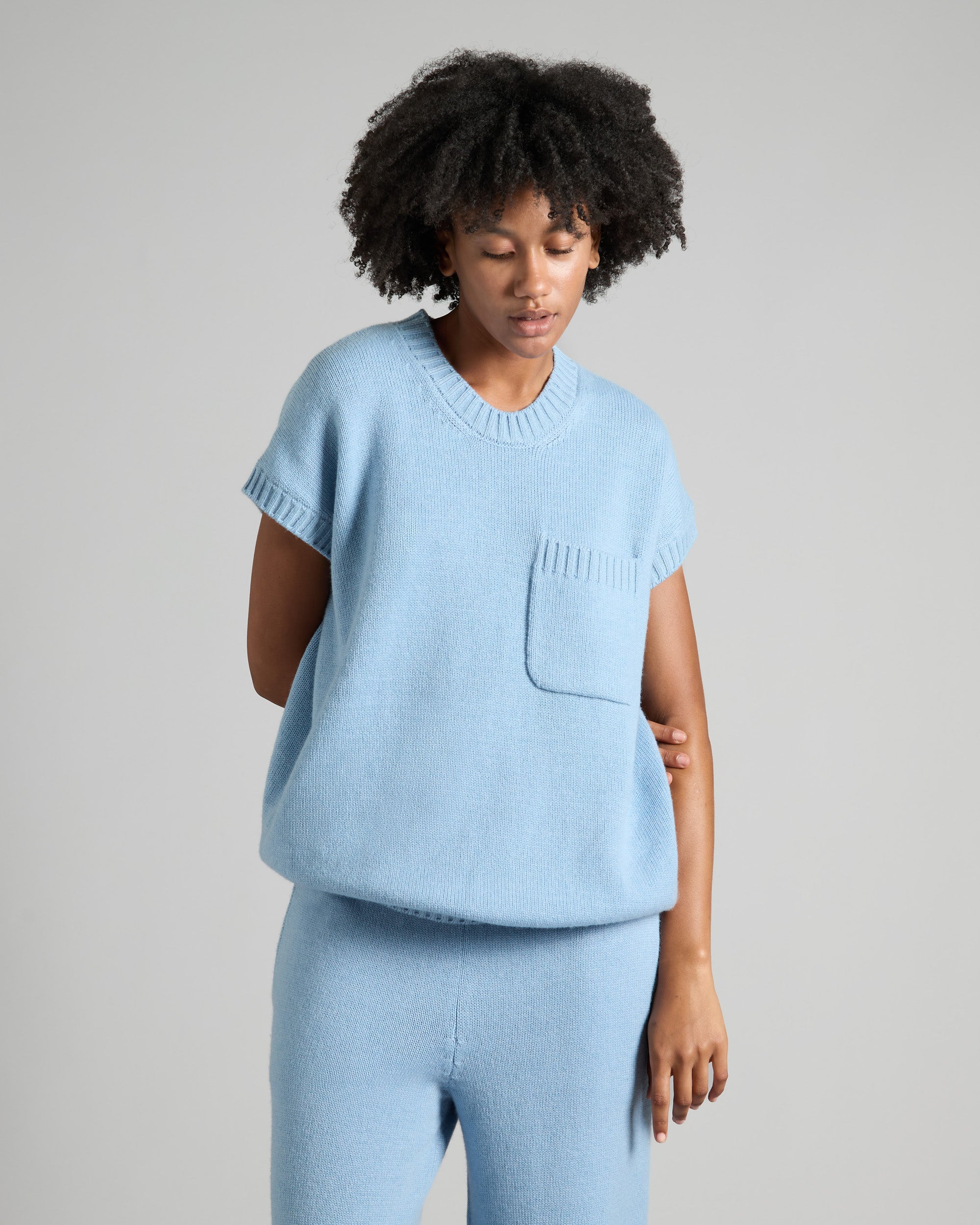 Light Blue kid cashmere t-shirt sweater 2