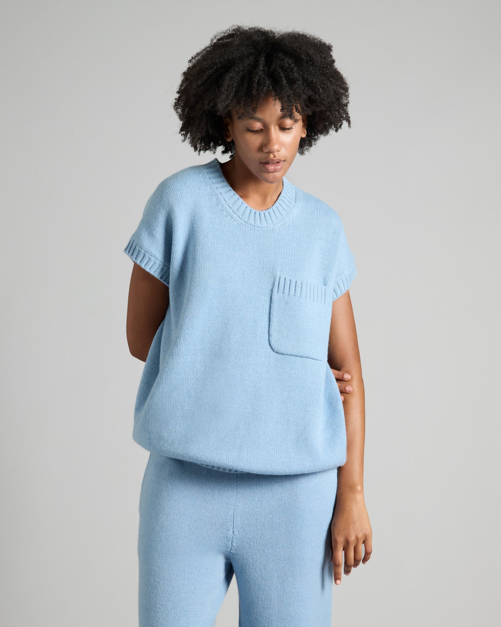 Light Blue kid cashmere t-shirt sweater 2