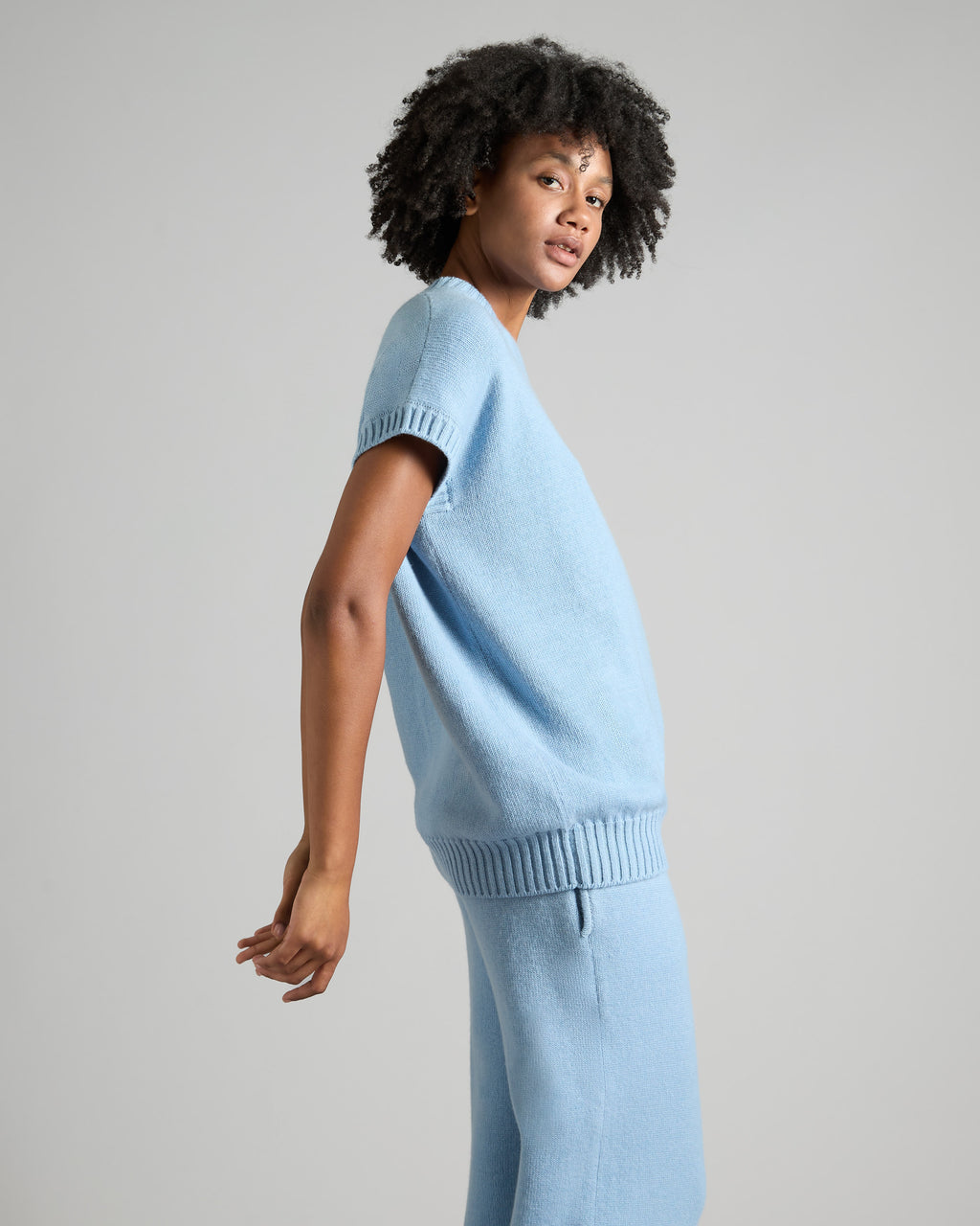 Light Blue kid cashmere t-shirt sweater