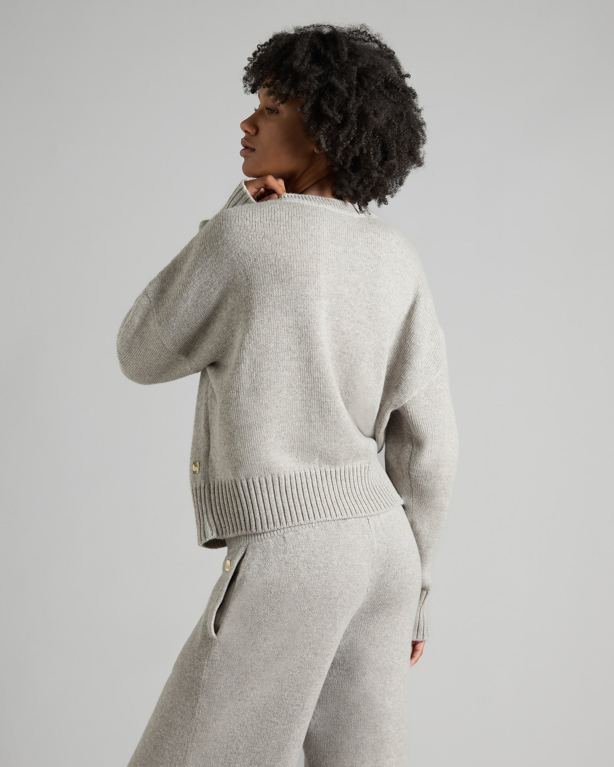 Light grey kid cashmere round-neck sweater 2