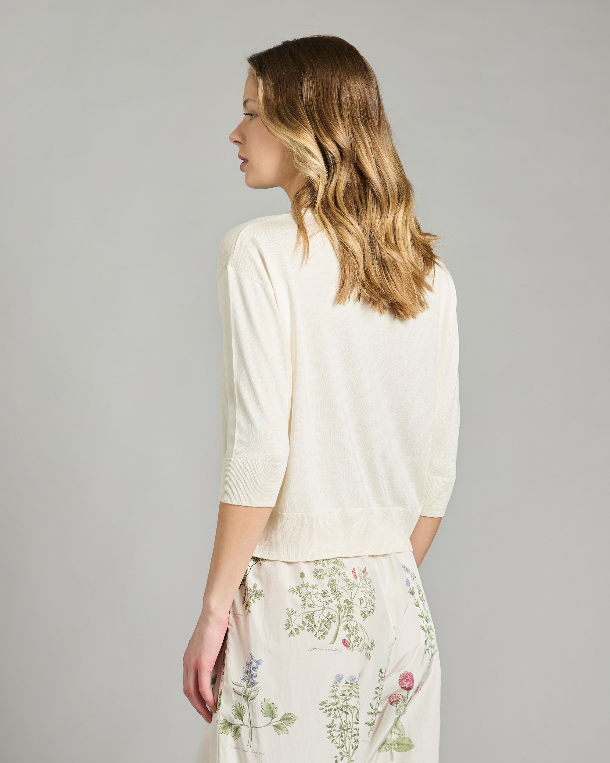 Pure silk round neck sweater