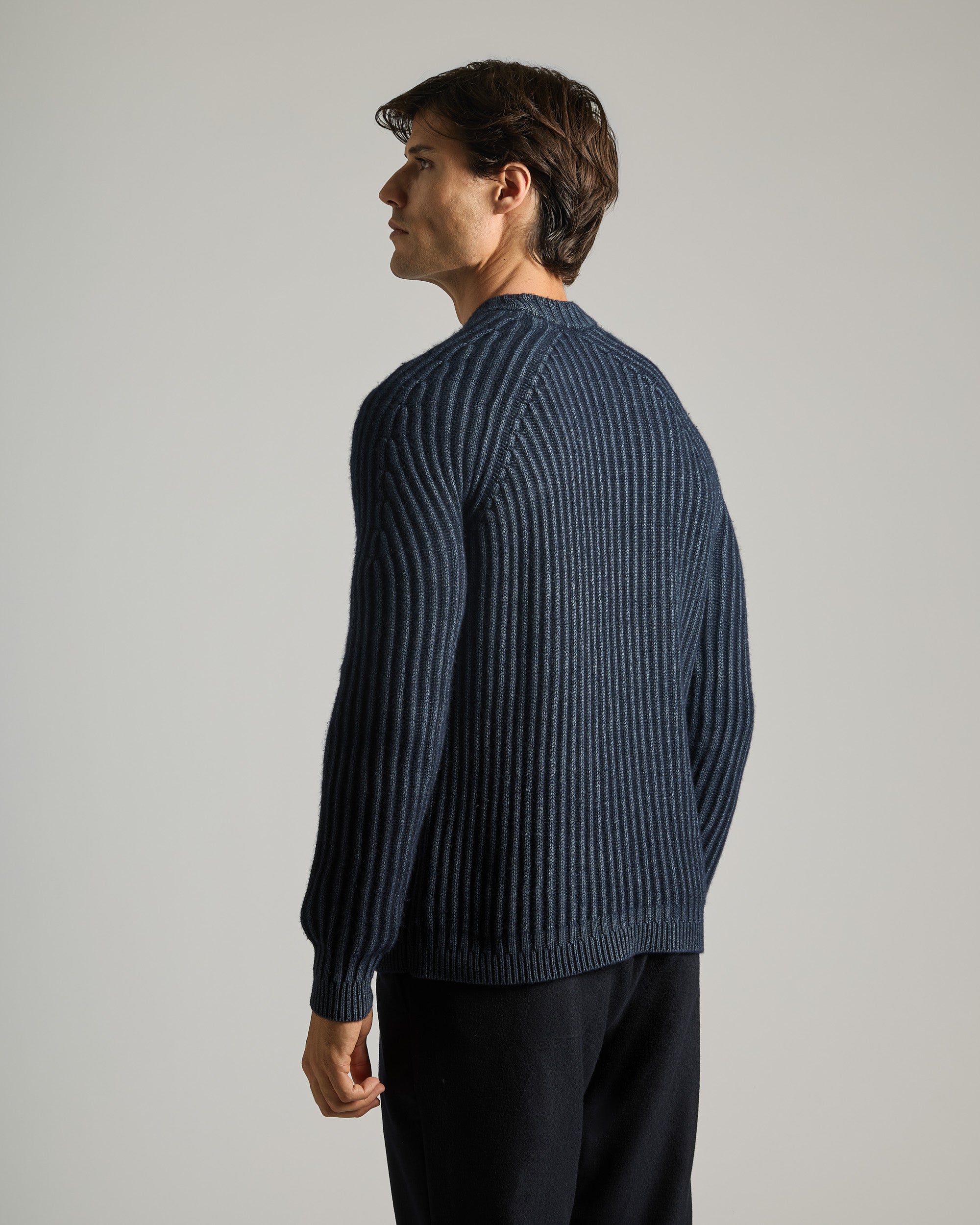 Crewneck Sweater with Tabular Rib in Kid Cashmere 4