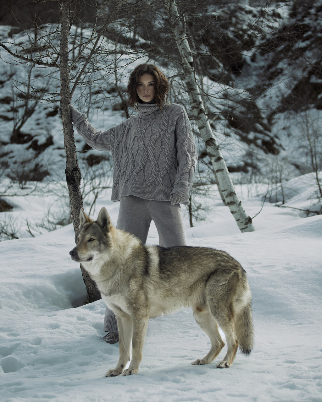 Grey Turtleneck Sweater in Kid Cashmere