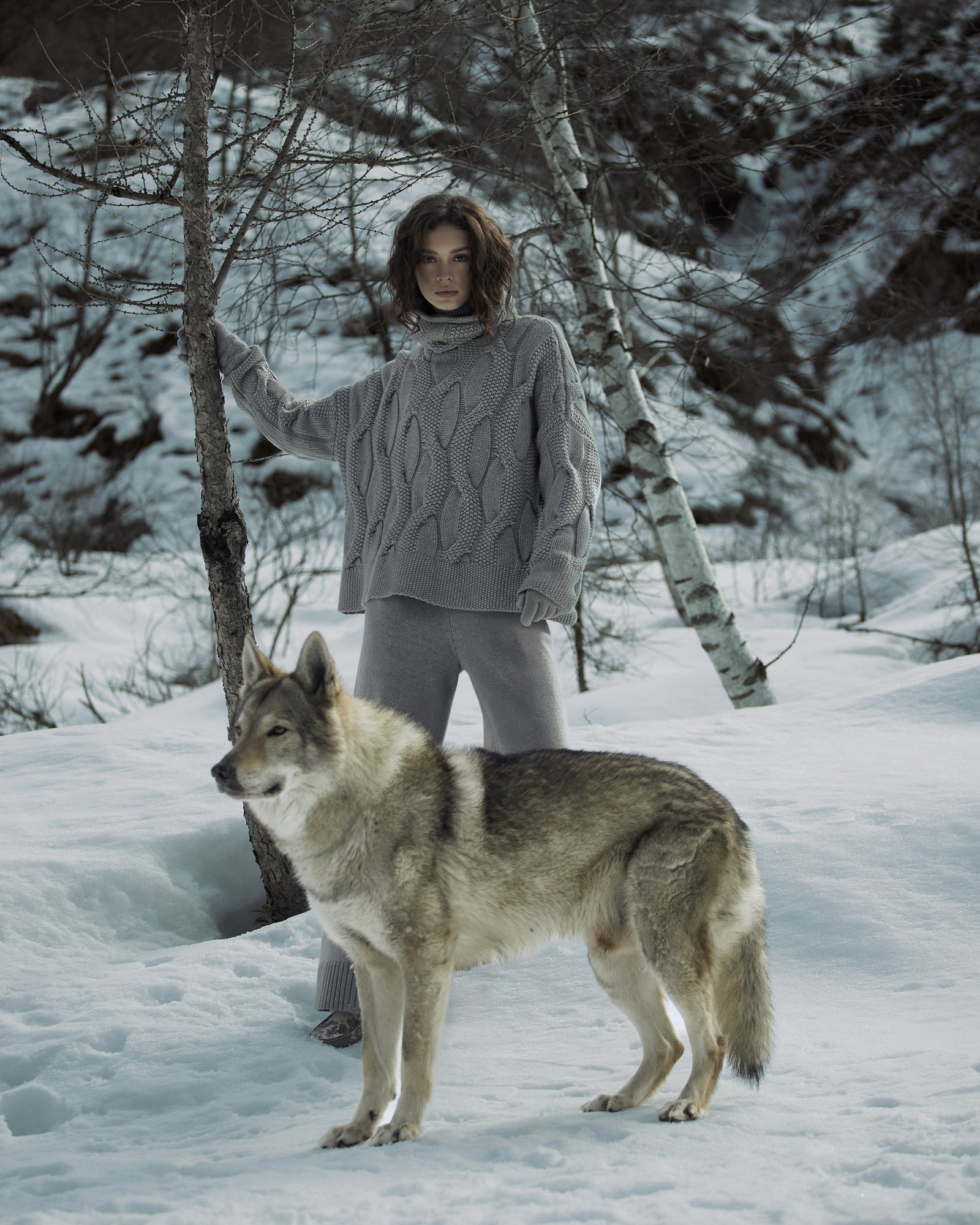 Grey Turtleneck Sweater in Kid Cashmere
