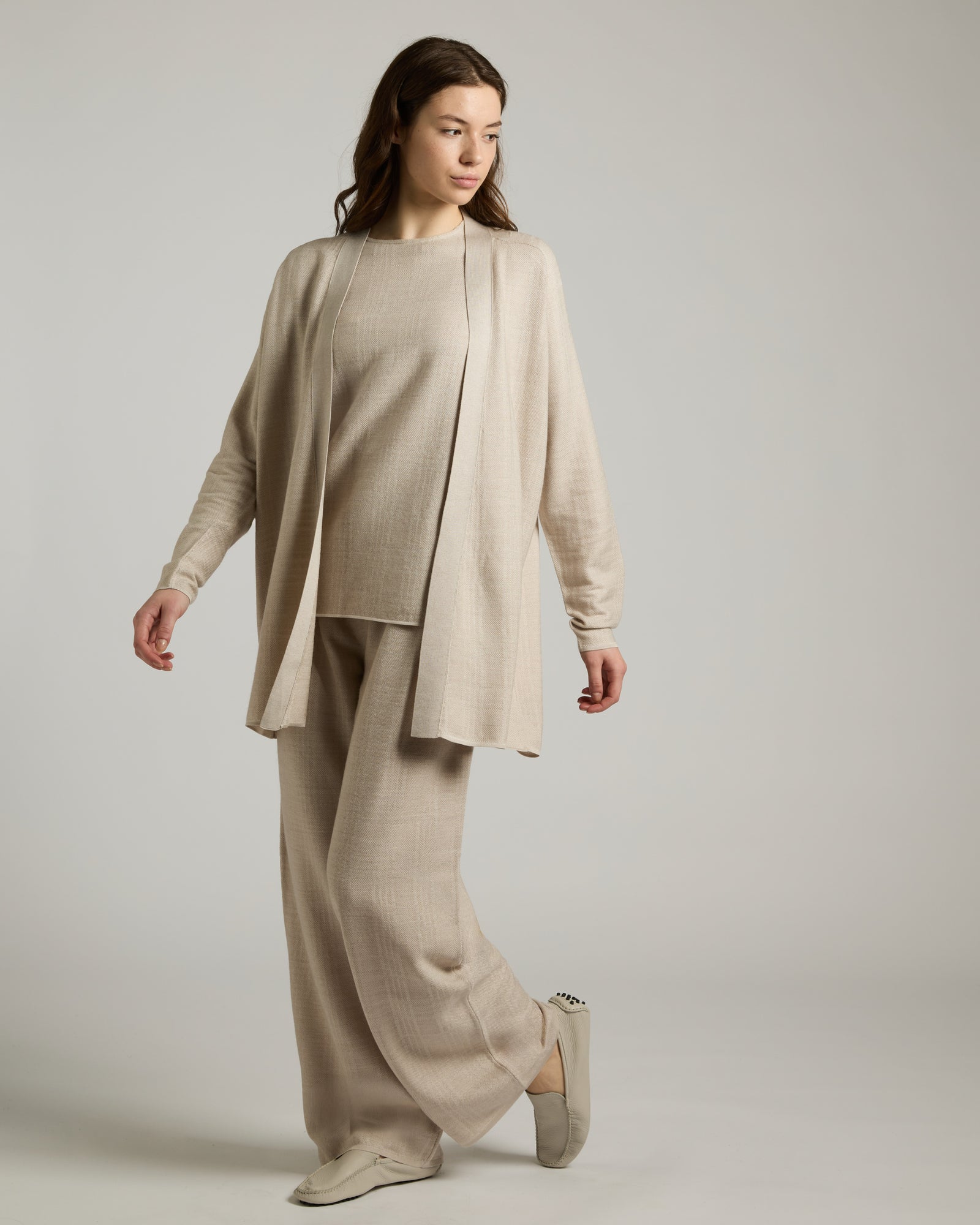 Cashmere, Silk and Linen Check Cardigan 2