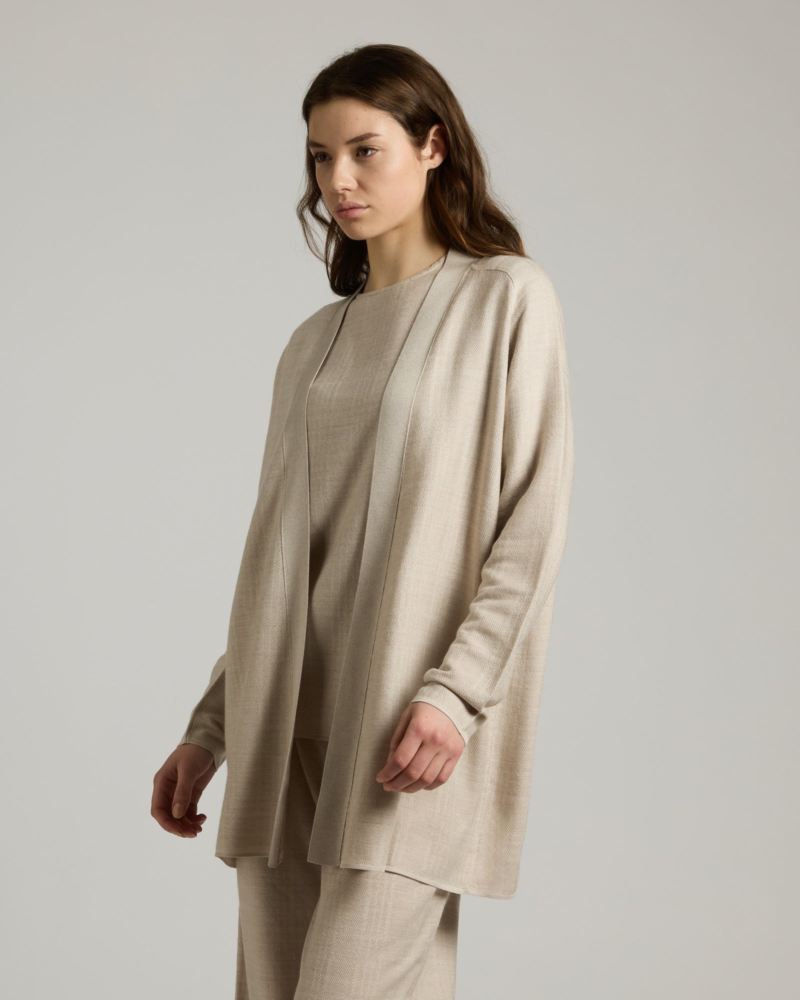 Cashmere, Silk and Linen Check Cardigan
