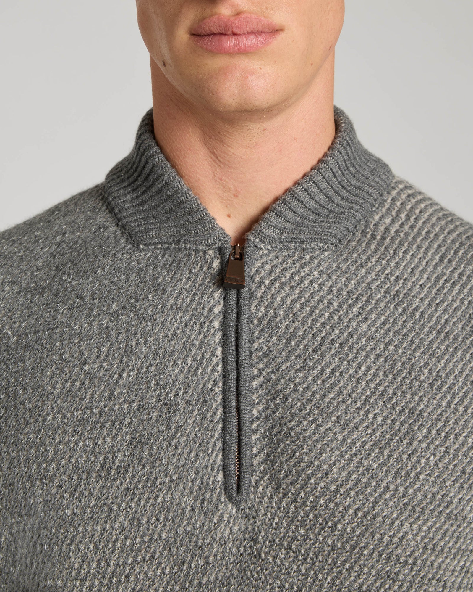 Zip-up Turtleneck Jumper in Kid Cashmere and Nettle 3