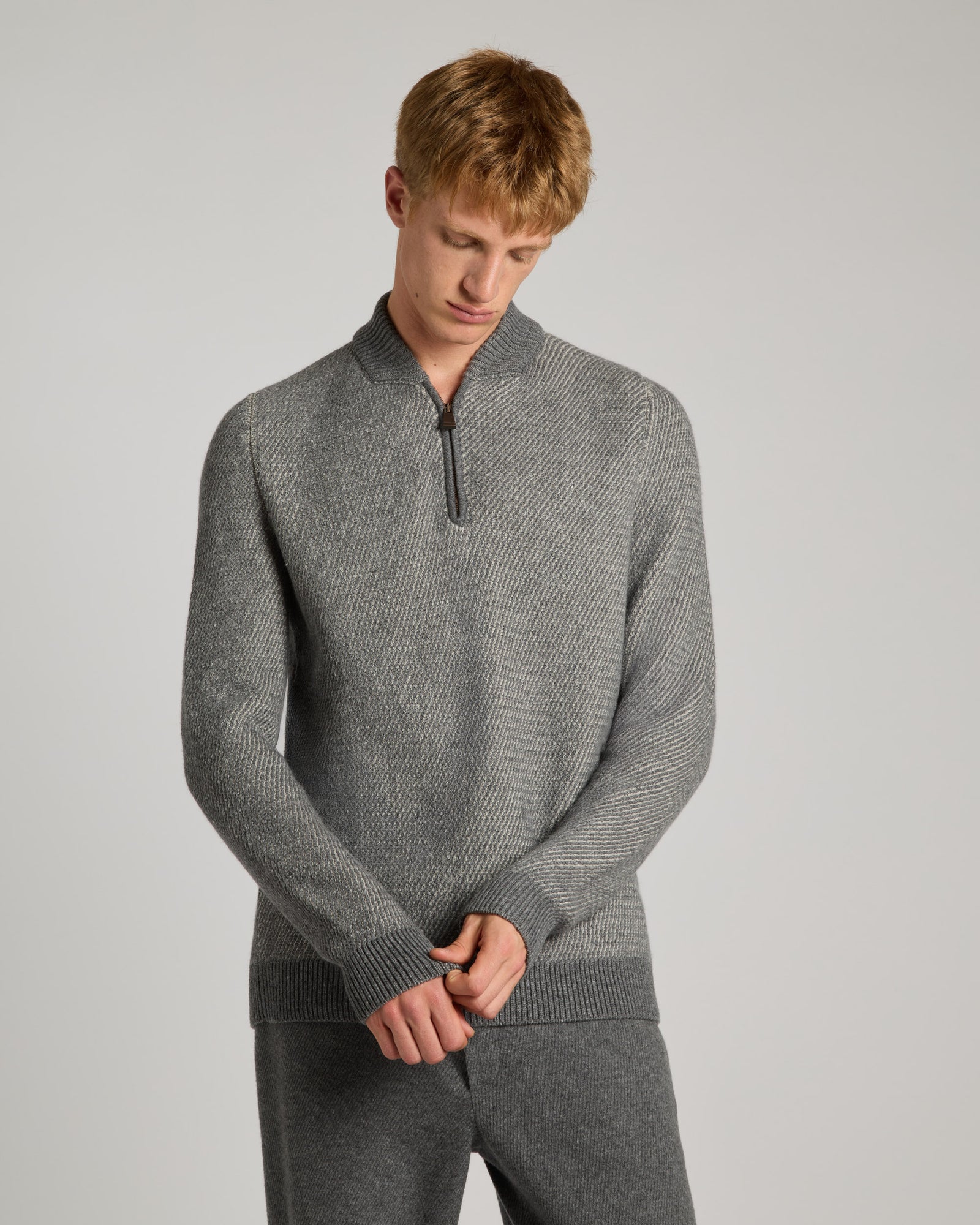 Zip-up Turtleneck Jumper in Kid Cashmere and Nettle 2