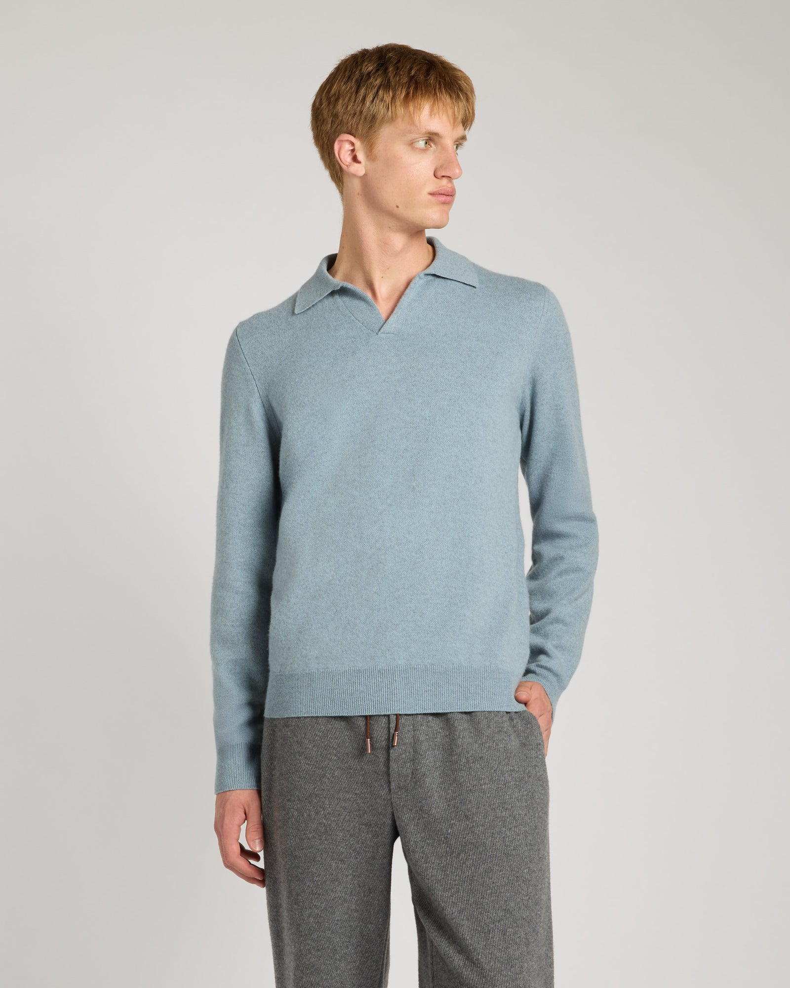 Light blue Kid Cashmere polo sweater 2