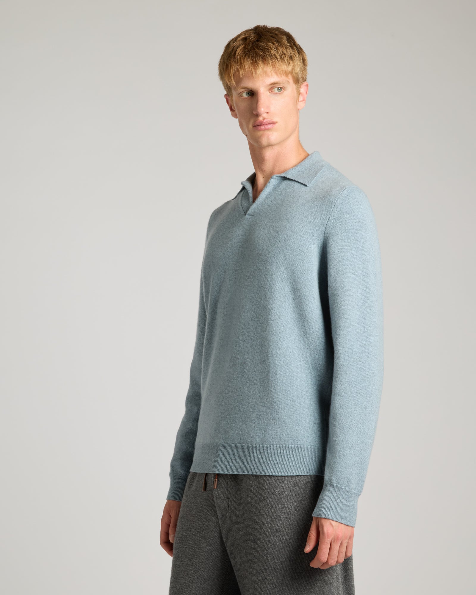 Light blue Kid Cashmere polo sweater 901