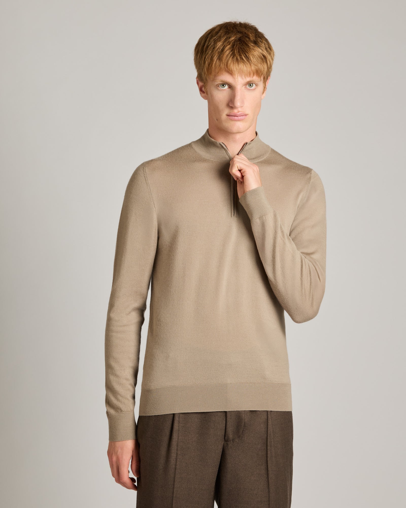 Zipped mock turtleneck Sweater in Cashmere 4.0