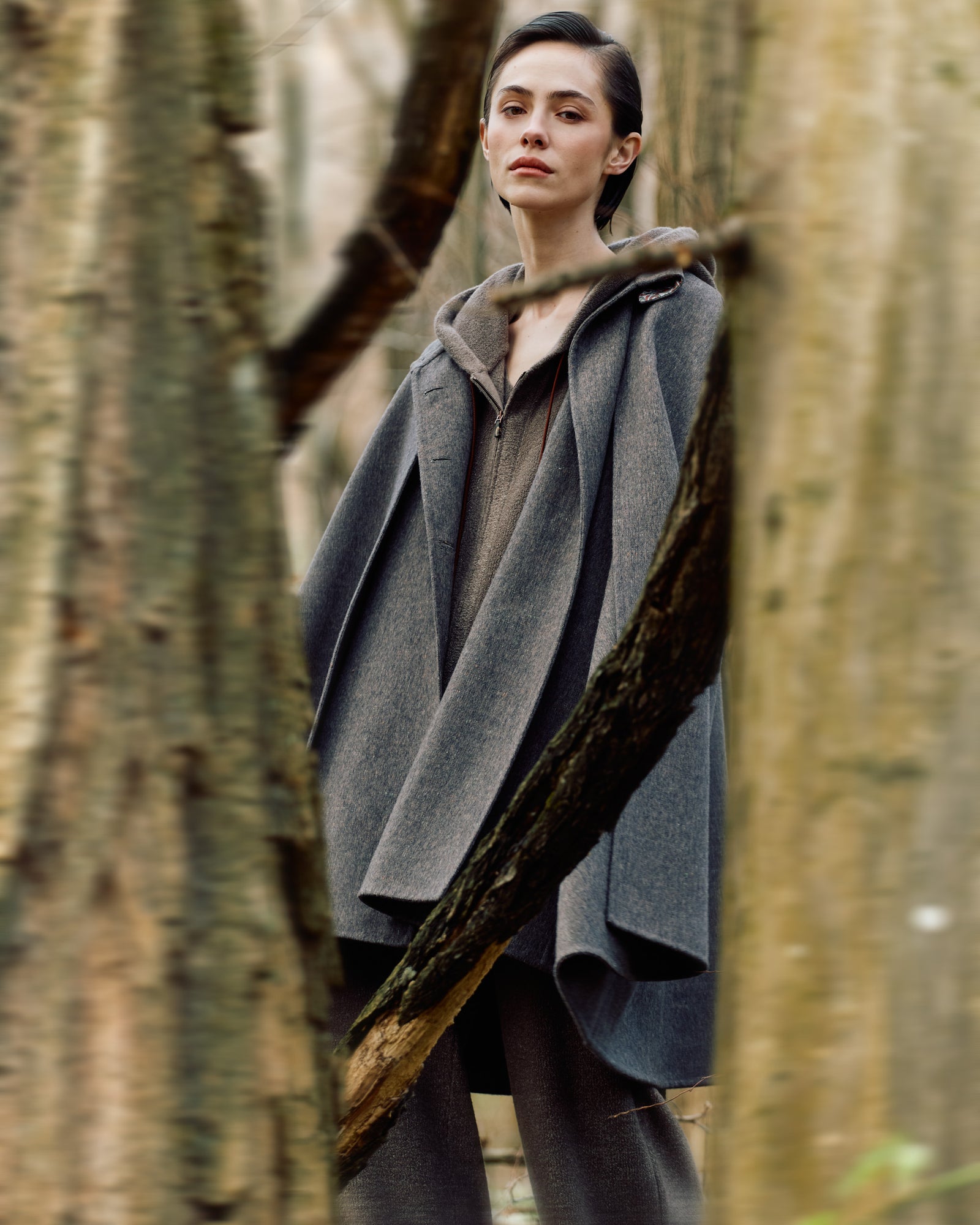 Double cashmere cape