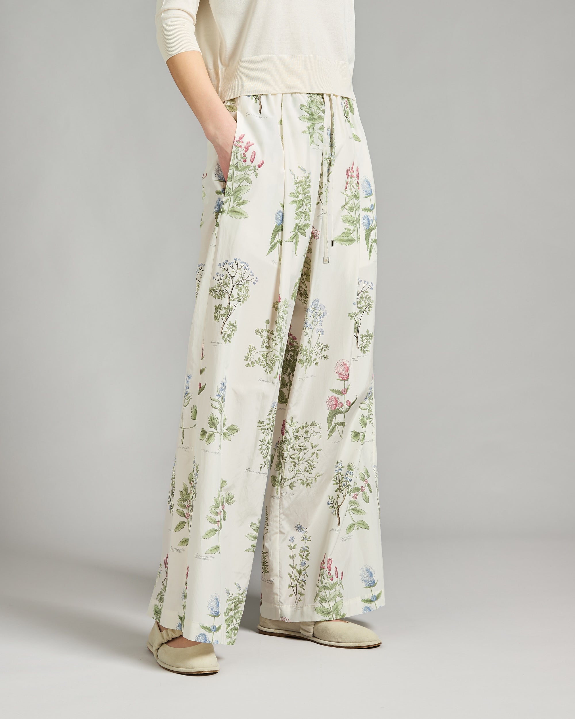 Herbarium Print Cotton and Silk Pants 2