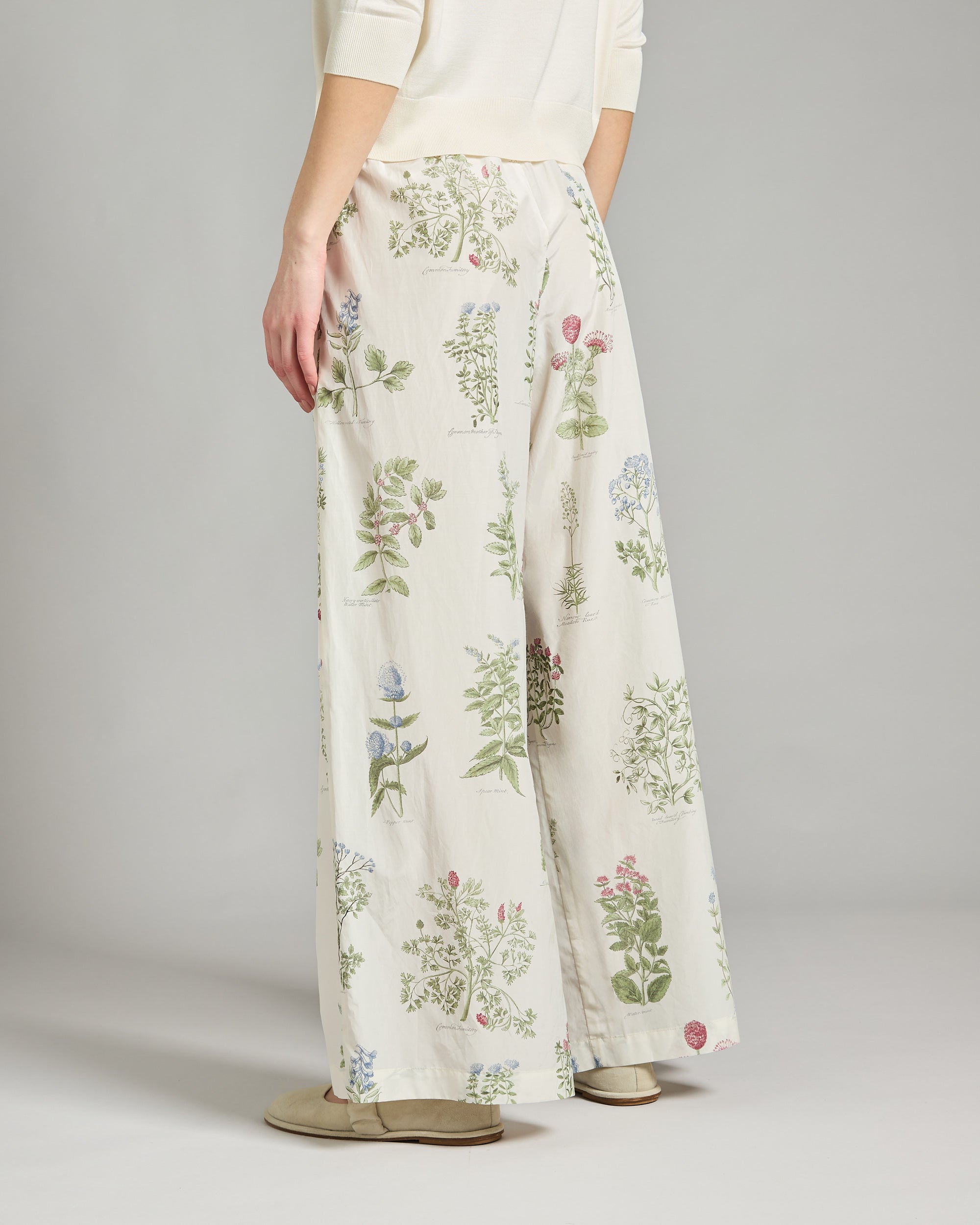 Herbarium Print Cotton and Silk Pants 3