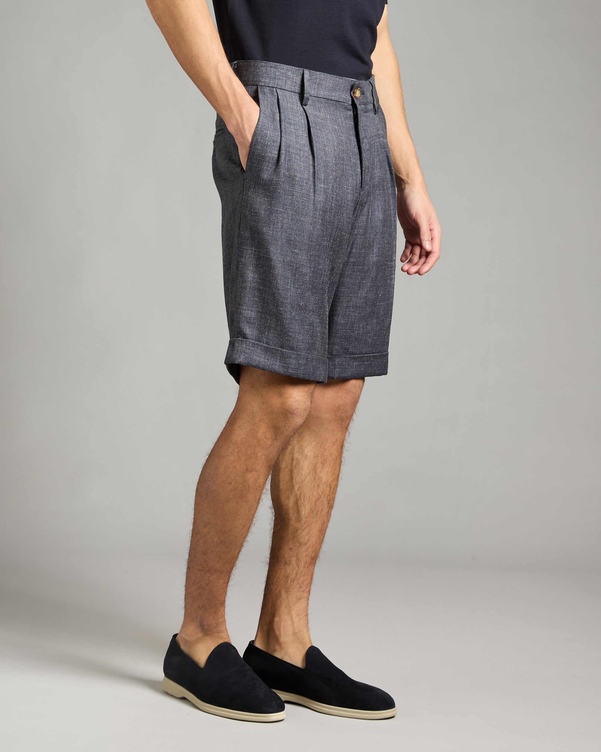 Blue Denim Bermudas in Cashmere Canvas 2