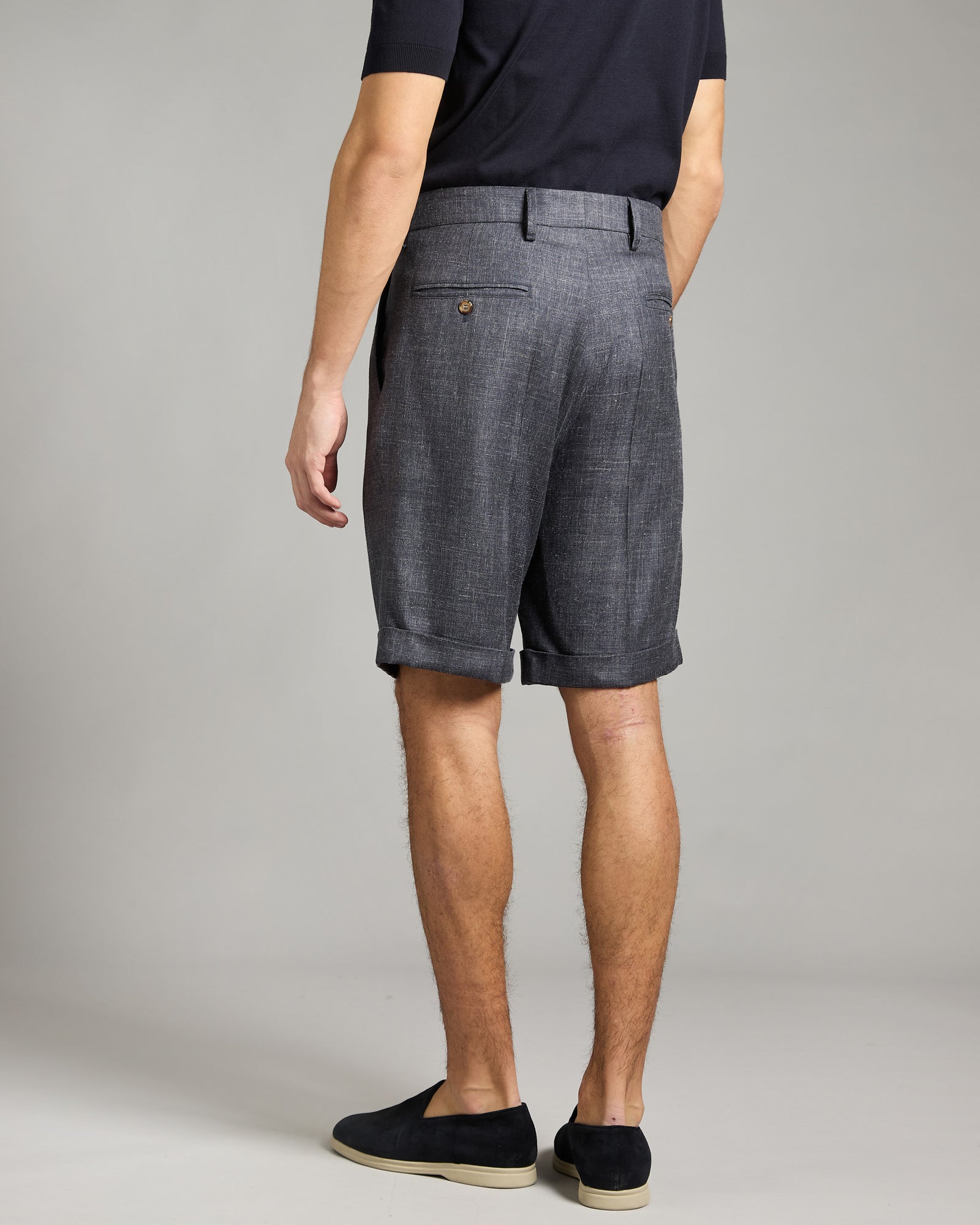 Blue Denim Bermudas in Cashmere Canvas 3