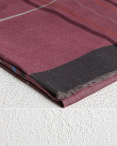 Bordeaux blue cashmere-silk stole with stripes