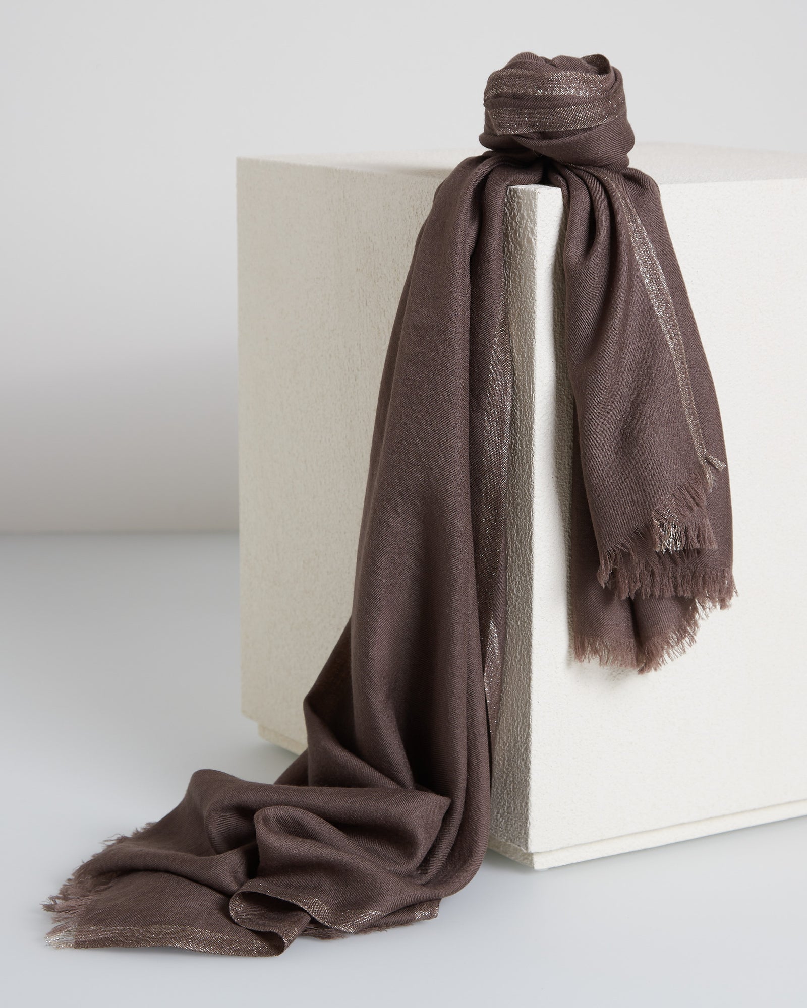 Brown cashmere and silk stole